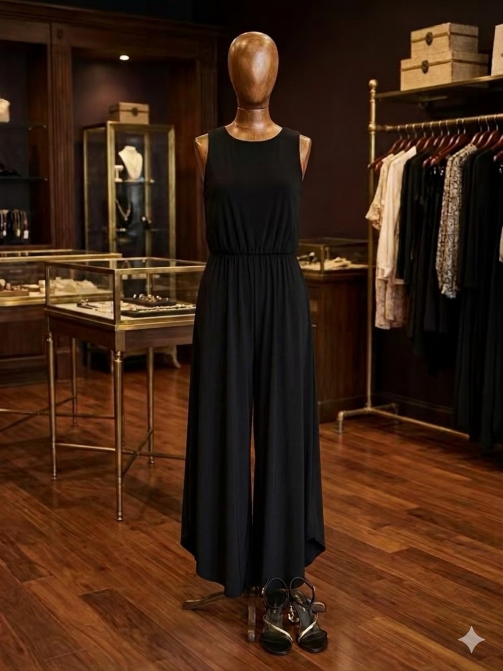 Roz & Ali Plus Size 3X Black Sleeveless Wide-Leg Jumpsuit